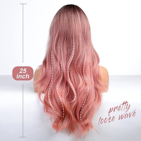 Ombre Pink Middle Part Lace Wig - Picture 4 of 7